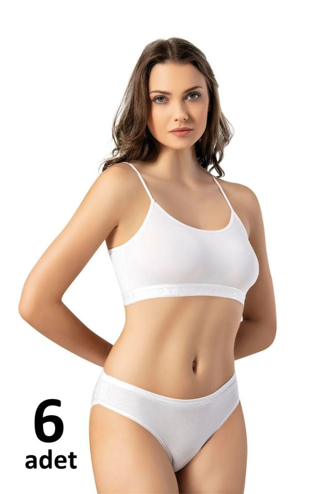 KOTA BAYAN İP ASKILI PEDLİ BÜSTİYER Siyah/Beyaz/Ten 6'lı  K6312