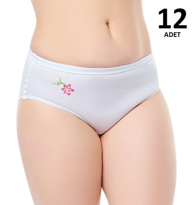 Seher Kadın İşlemeli Bayan Külot 12'li