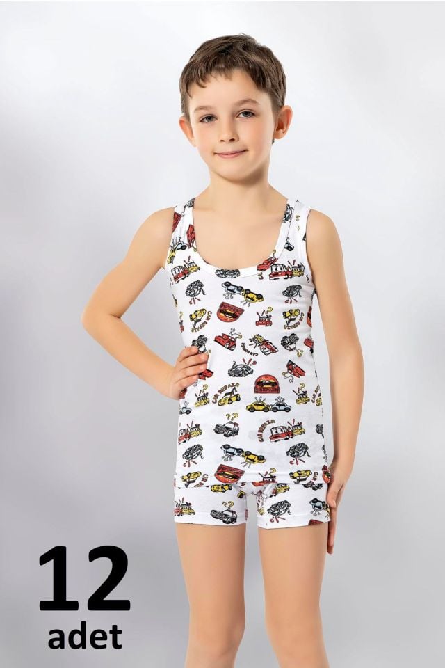 KOTA ERKEK ÇOCUK BASKILI LİKRALI ATLET 12'li K1014