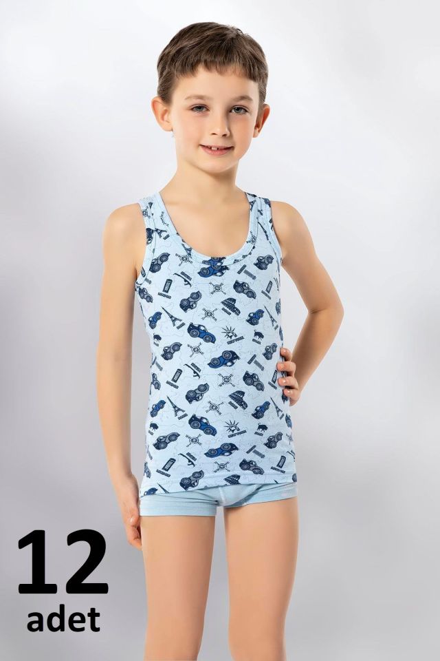 KOTA ERKEK ÇOCUK BASKILI LİKRALI ATLET 12'li K1014