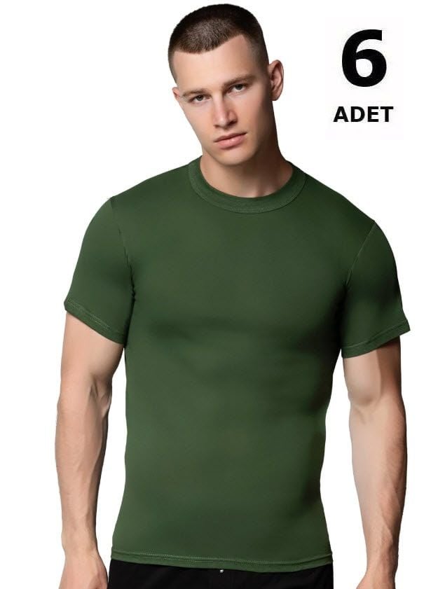 Sedef Yıldızı Erkek Penye Renkli Sıfır Yaka 6'lı 1008 Gri/Siyah/Askeri Yeşil
