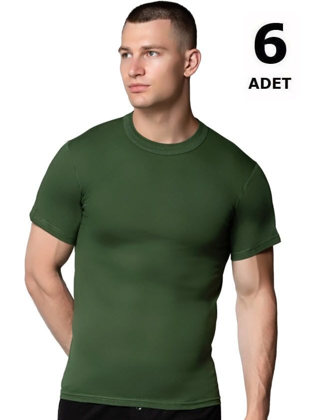Sedef Yıldızı Erkek Penye Renkli Sıfır Yaka 6'lı 1008 Gri/Siyah/Askeri Yeşil