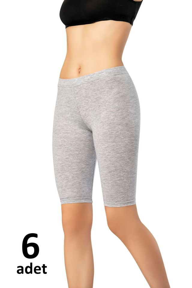 KOTA BAYAN PENYE ELASTAN DİZ ÜSTÜ TAYT Siyah/Beyaz/Gri 6' lı K4018