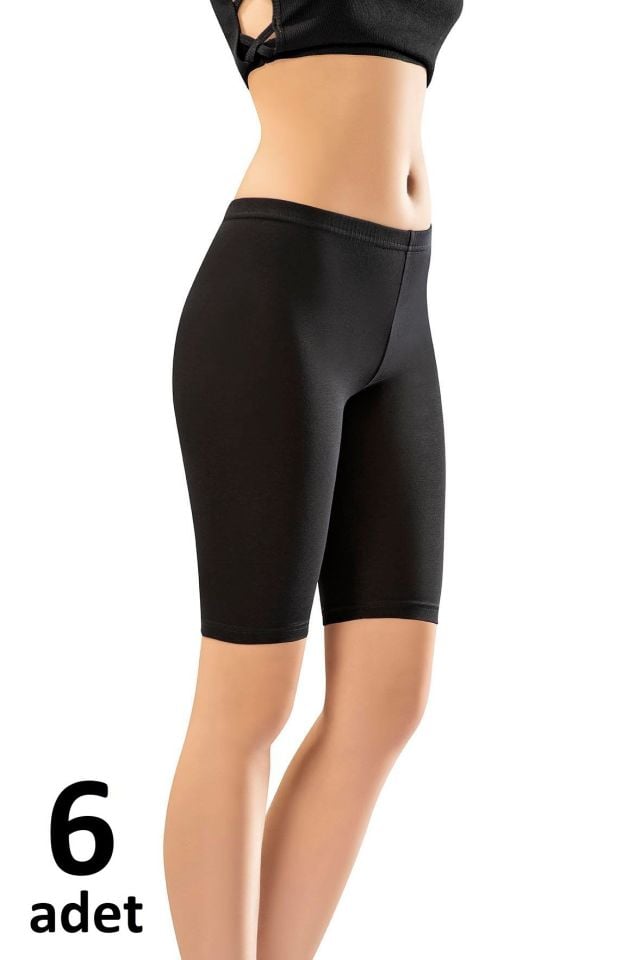 KOTA BAYAN PENYE ELASTAN DİZ ÜSTÜ TAYT Siyah/Beyaz/Gri 6' lı K4018