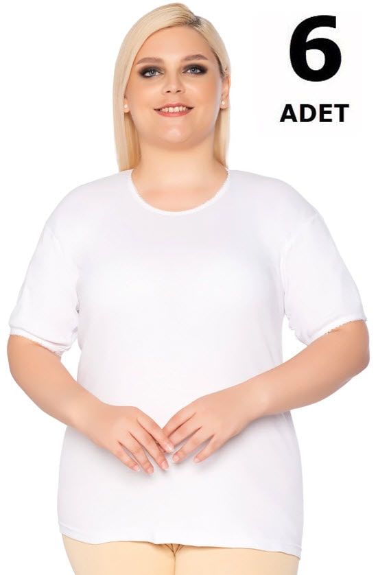 Tutku 0141 Kadın Yarım Kollu Atlet 6'lı BEYAZ - L