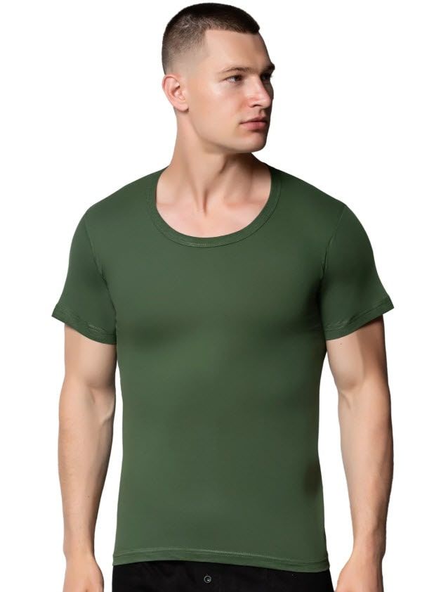 Sedef Yıldızı Erkek Penye Renkli Bisiklet Yaka 1009 Gri/Askeri Yeşil/Saks