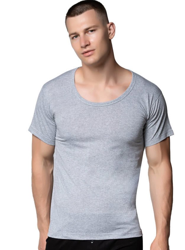 Sedef Yıldızı Erkek Penye Renkli Bisiklet Yaka 1009 Gri/Askeri Yeşil/Saks