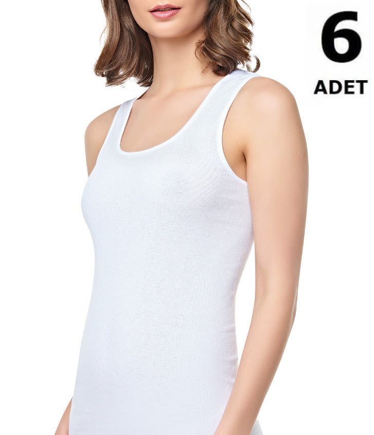 Seher Kadın Ribana Geniş Askı Atlet 6'lı