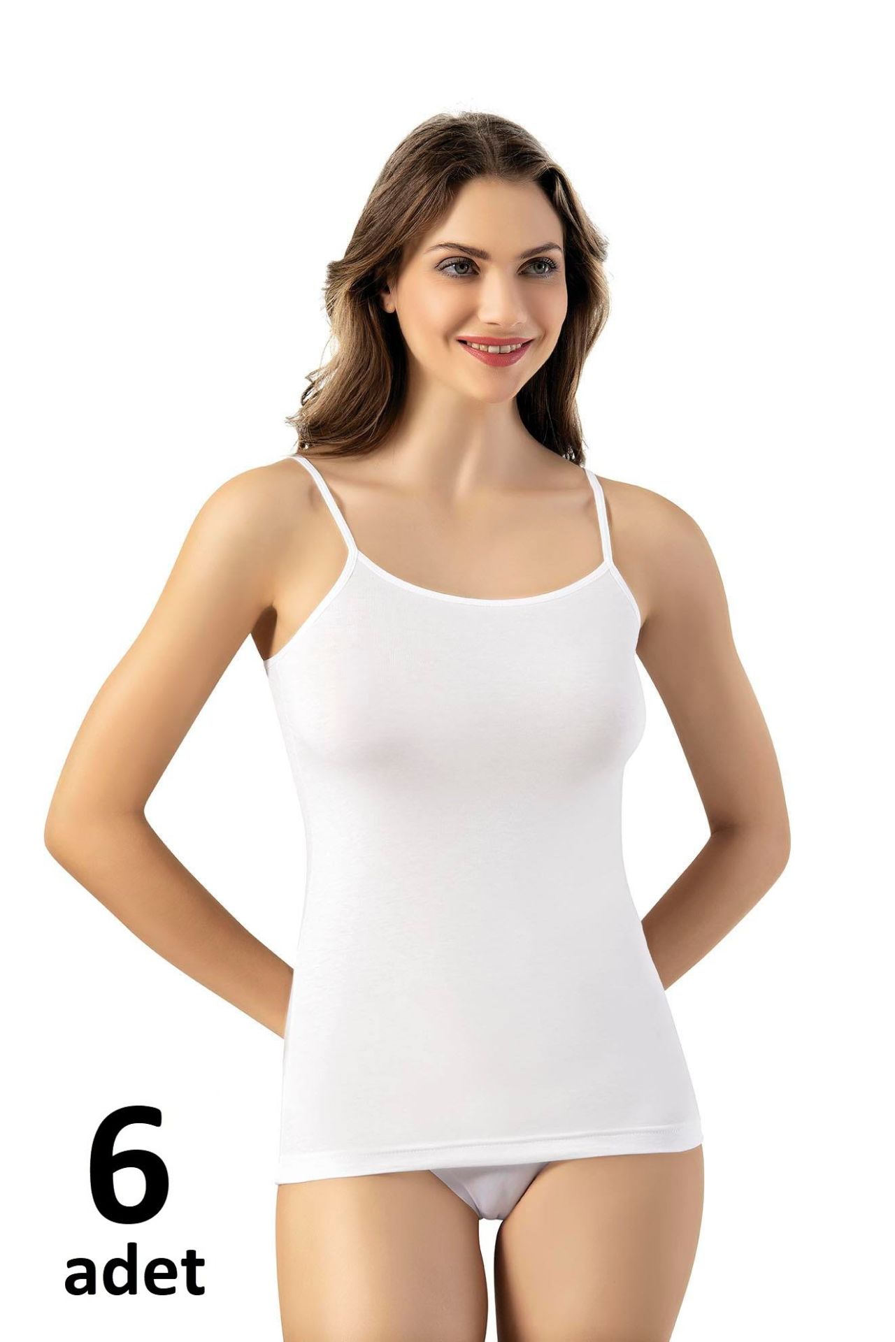 KOTA BAYAN İP ASKILI ATLET Siyah/Beyaz 6'lı K6091