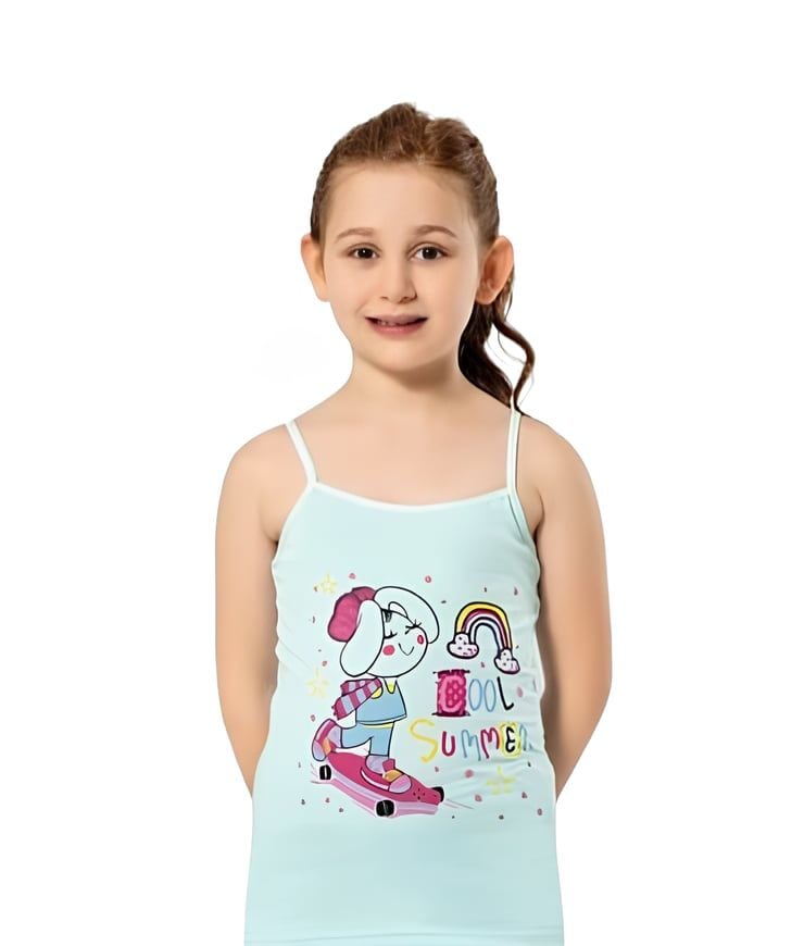 KOTA KIZ ÇOCUK PARÇA BASKILI İP ASKILI LİKRALI ATLET K3408