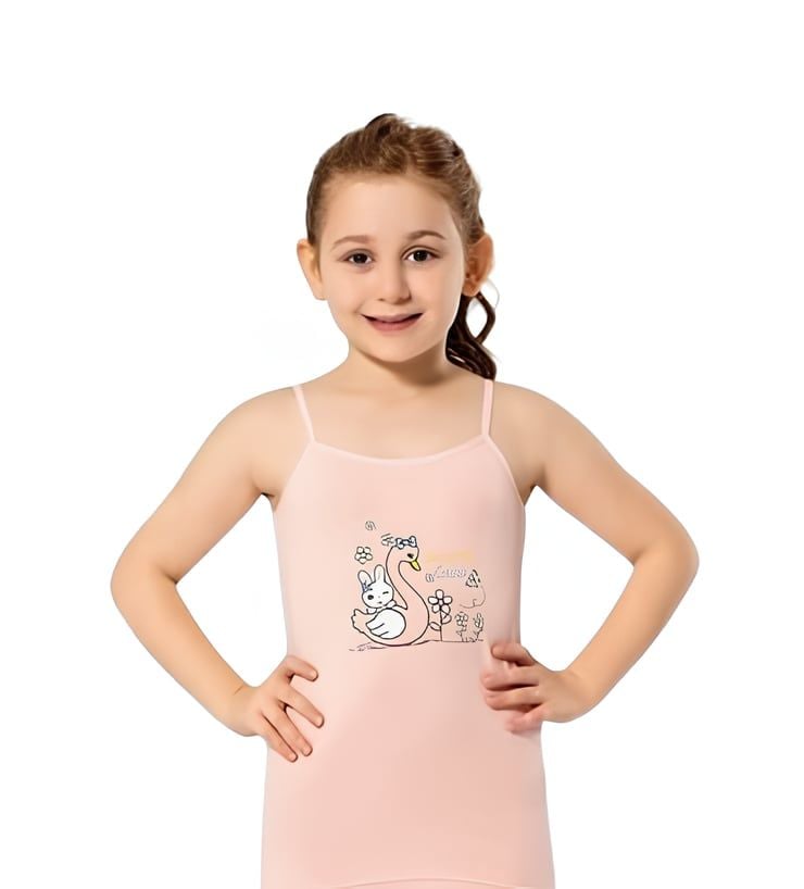 KOTA KIZ ÇOCUK PARÇA BASKILI İP ASKILI LİKRALI ATLET K3408