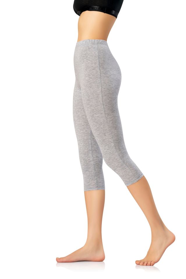 KOTA BAYAN PENYE ELASTAN KAPRİ TAYT Siyah/Beyaz/Gri K4005