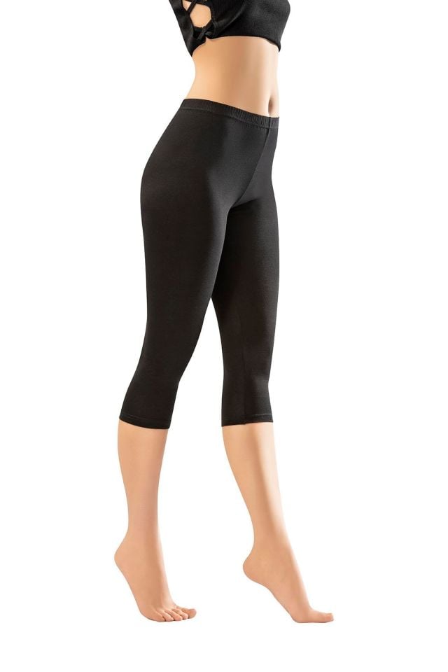 KOTA BAYAN PENYE ELASTAN KAPRİ TAYT Siyah/Beyaz/Gri K4005