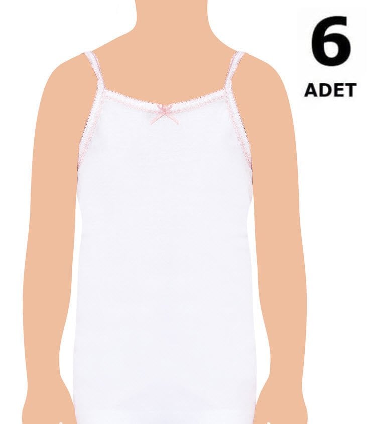 Seher Kız İp Askı Oyalı Atlet 6'lı