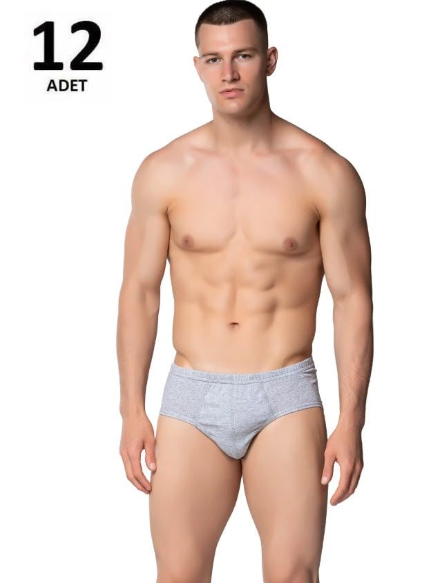 Sedef Yıldızı Erkek Penye Renkli Kom Slip Külot 12'li 1010 Gri/Siyah/Mavi/Haki