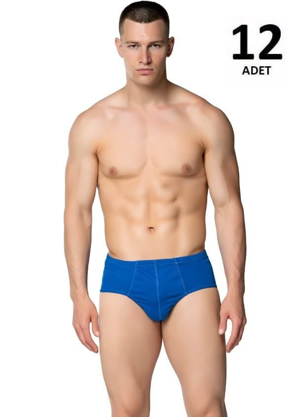 Sedef Yıldızı Erkek Penye Renkli Kom Slip Külot 12'li 1010 Gri/Siyah/Mavi/Haki
