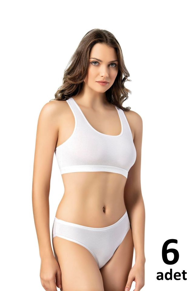 KOTA BAYAN GENİŞ ASKILI PEDLİ BÜSTİYER Siyah/Beyaz/Ten 6'lı K6313