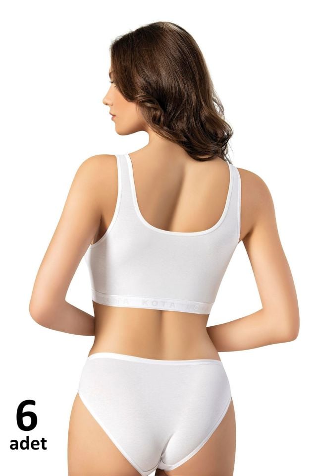 KOTA BAYAN GENİŞ ASKILI PEDLİ BÜSTİYER Siyah/Beyaz/Ten 6'lı K6313