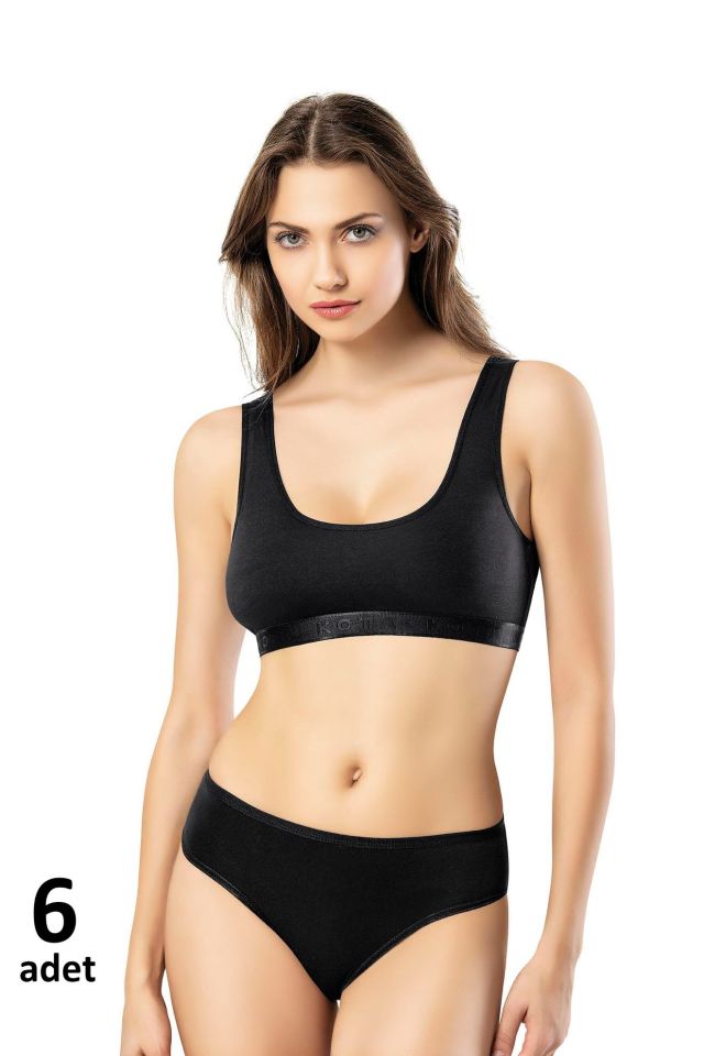 KOTA BAYAN GENİŞ ASKILI PEDLİ BÜSTİYER Siyah/Beyaz/Ten 6'lı K6313