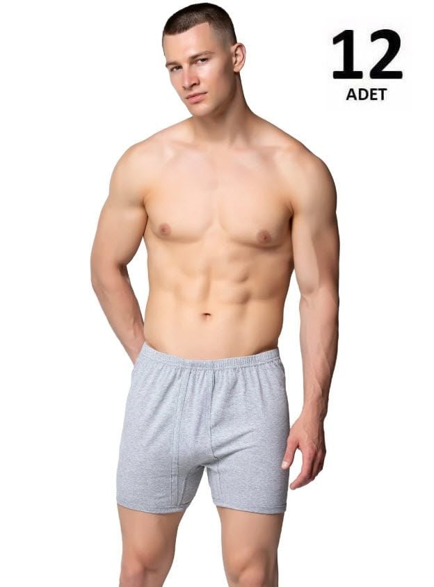 Sedef Yıldızı Erkek Penye Renkli Arjantin (Paçalı) Külot 12'li 1011 Siyah/Gri/Saks/Askeri Yeşil