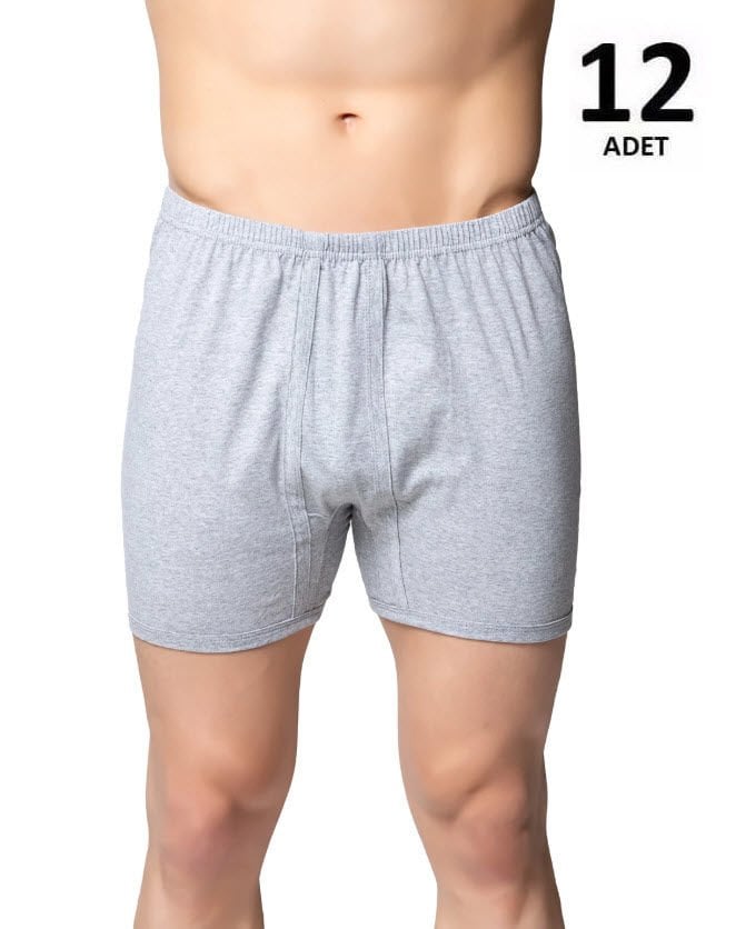 Sedef Yıldızı Erkek Penye Renkli Arjantin (Paçalı) Külot 12'li 1011 Siyah/Gri/Saks/Askeri Yeşil