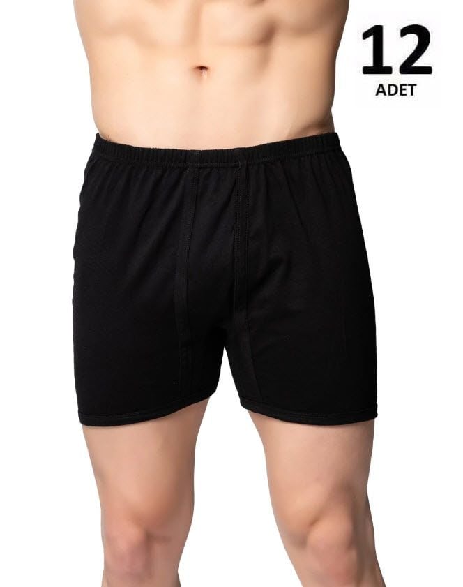 Sedef Yıldızı Erkek Penye Renkli Arjantin (Paçalı) Külot 12'li 1011 Siyah/Gri/Saks/Askeri Yeşil