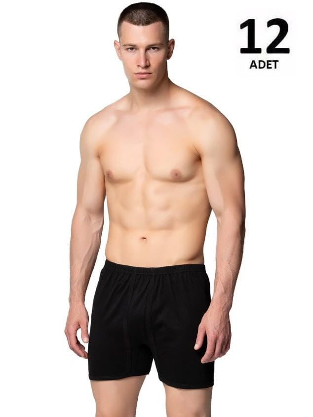 Sedef Yıldızı Erkek Penye Renkli Arjantin (Paçalı) Külot 12'li 1011 Siyah/Gri/Saks/Askeri Yeşil