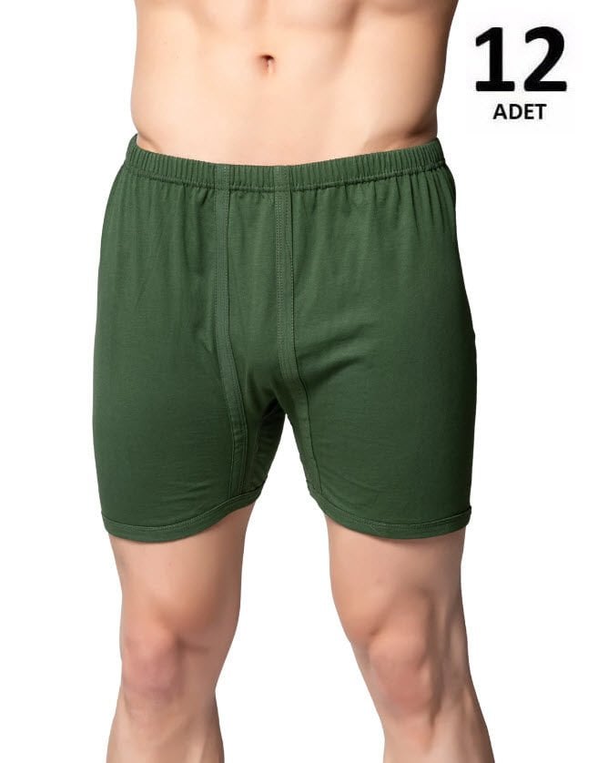 Sedef Yıldızı Erkek Penye Renkli Arjantin (Paçalı) Külot 12'li 1011 Siyah/Gri/Saks/Askeri Yeşil