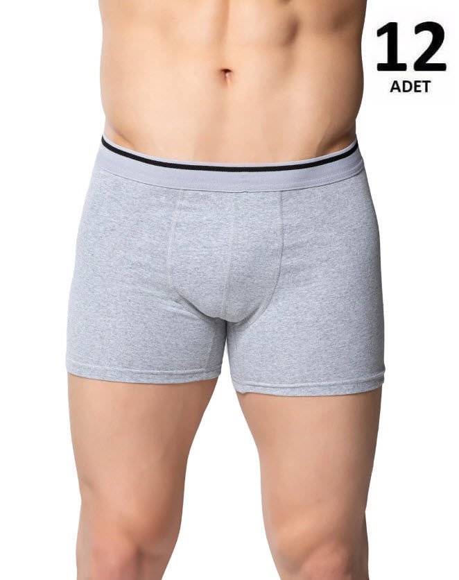 Sedef Yıldızı Erkek Likralı Boxer 12'li 1013 Siyah/Gri