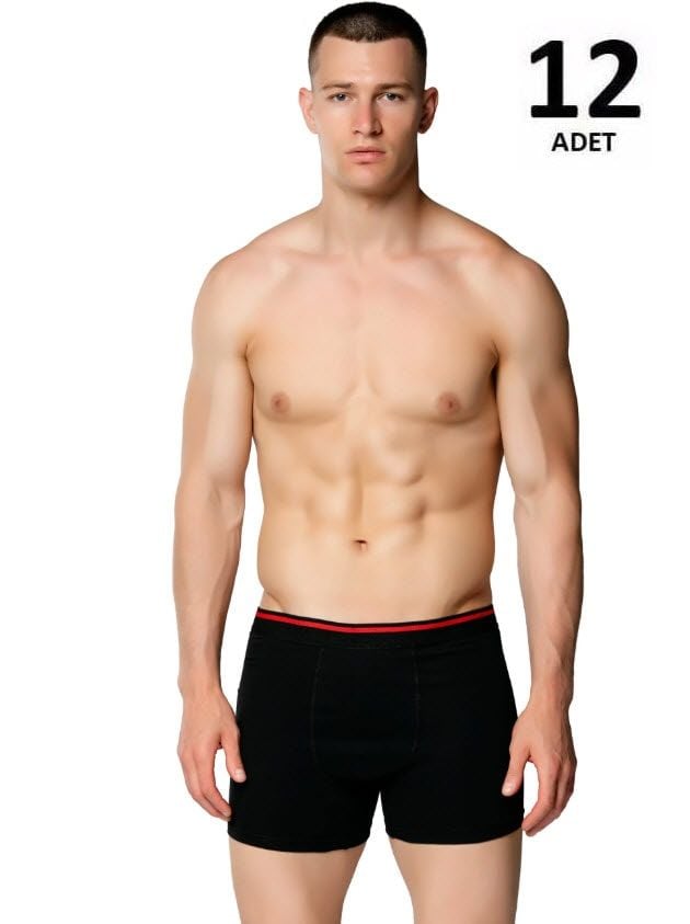Sedef Yıldızı Erkek Likralı Boxer 12'li 1013 Siyah/Gri
