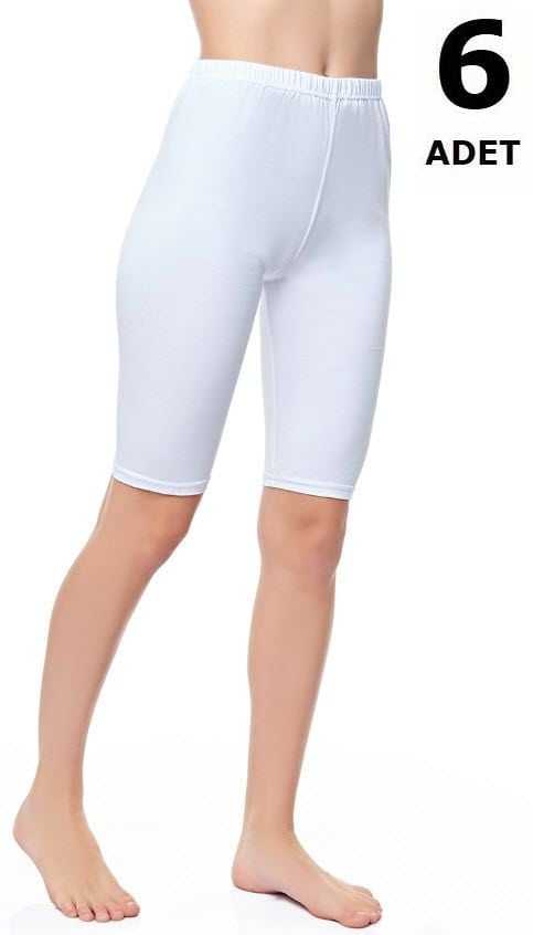 Tutku 0156 Bayan Kısa Tayt 6'lı Beyaz/Siyah/Gri