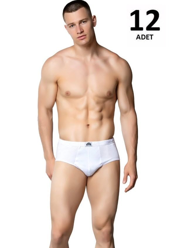 Gümüş Erkek Beyaz Penye Kom Slip Külot 12'li 3006
