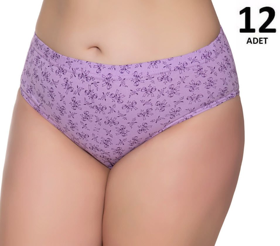 Sedef Yıldızı Kadın Penye Pastel Kom Slip Külot 12'li 1023 (Karışık Renk)