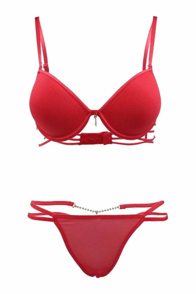 LE JARDİN SÜTYEN STRİNG TAKIM (MİCRO PUSH UP) LJ-6950 KIRMIZI - 80