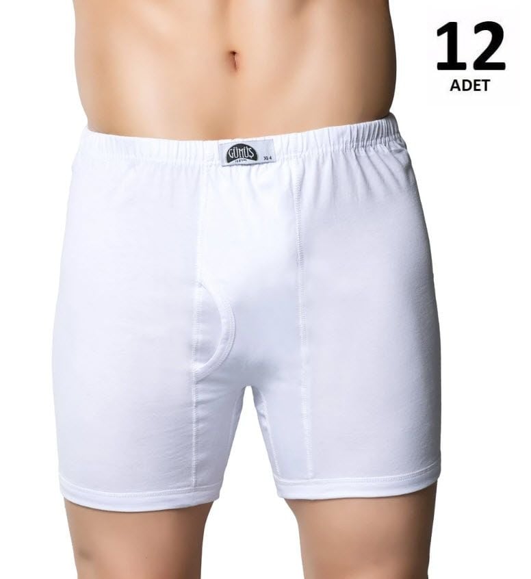 Gümüş Erkek Penye Beyaz Arjantin (Paçalı) Külot 12' li 3007