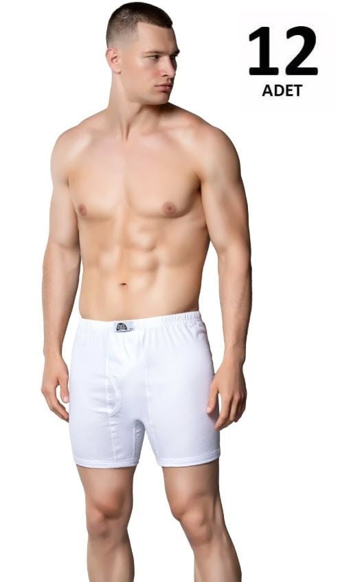 Gümüş Erkek Penye Beyaz Arjantin (Paçalı) Külot 12' li 3007