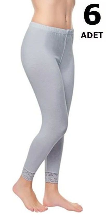 Tutku 0157 Bayan Uzun Tayt 6'lı Beyaz/Siyah/Gri GRİ - 2XL