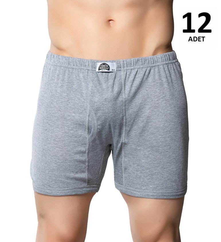 Erkek Ribana Renkli Arjantin (Paçalı) Külot Gri/Siyah 12'li 3058