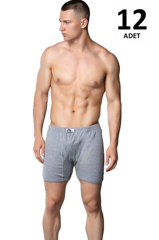 Erkek Ribana Renkli Arjantin (Paçalı) Külot Gri/Siyah 12'li 3058