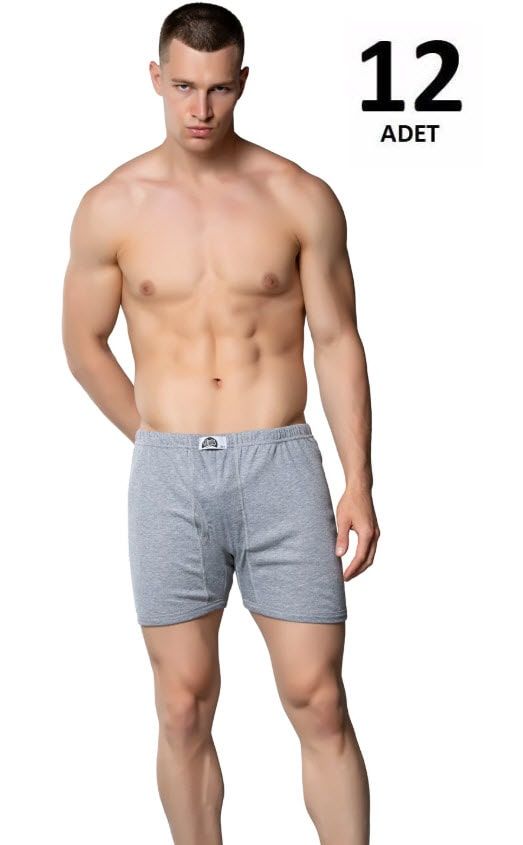 Erkek Ribana Renkli Arjantin (Paçalı) Külot Gri/Siyah 12'li 3058