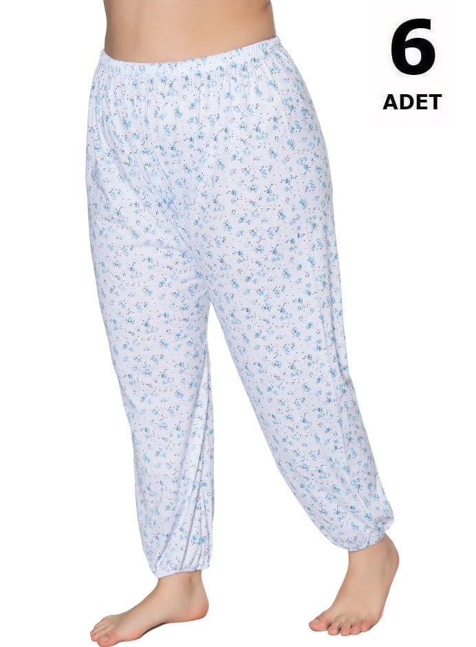 Sedef Yıldızı Kadın Penye Empirme Uzun Lastikli Pijama 6'lı 1031