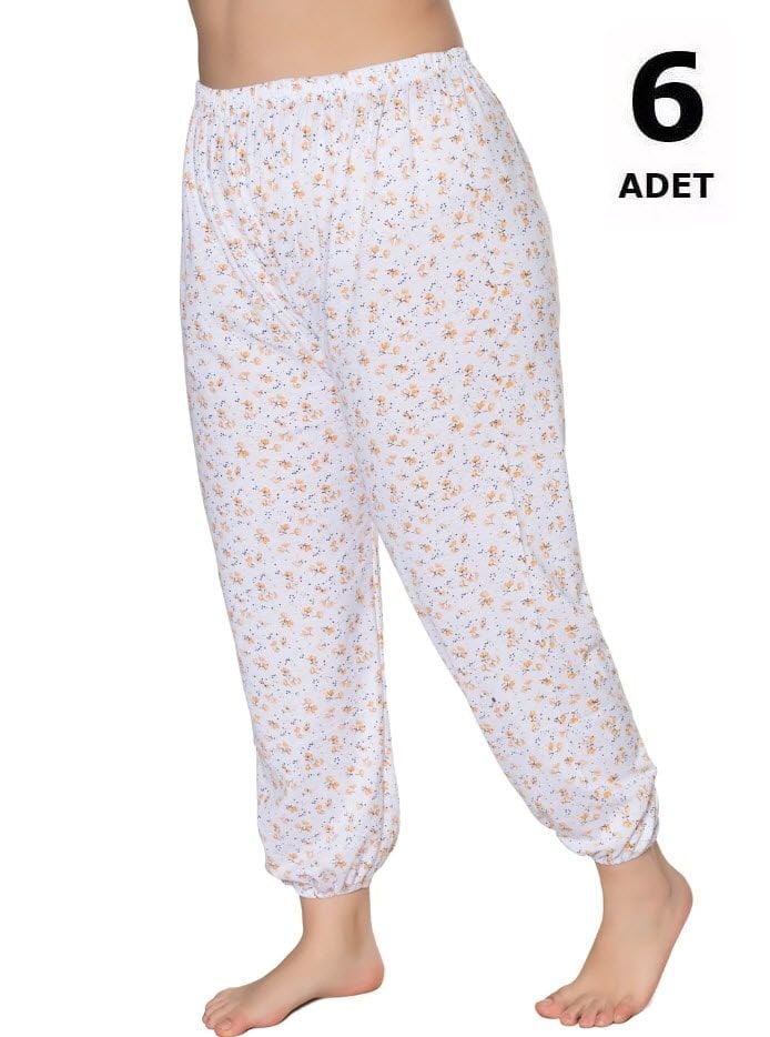 Sedef Yıldızı Kadın Penye Empirme Uzun Lastikli Pijama 6'lı 1031