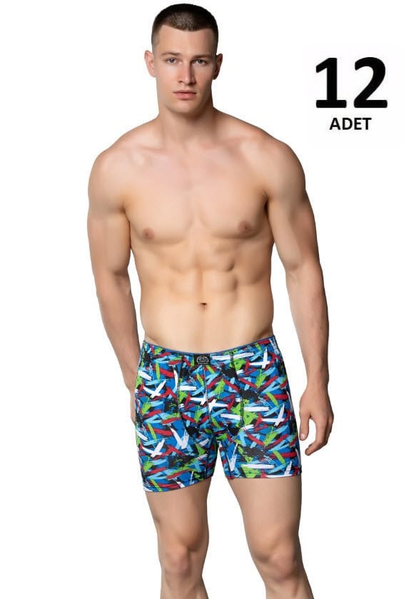 Gümüş Erkek Likralı Empirme Havlu Bel Boxer 12'li 3082