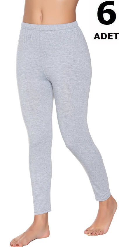 Tutku 0173 Bayan Düz Uzun Tayt 6'lı Siyah/Gri/Beyaz GRİ - 2XL