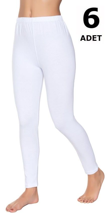 Tutku 0173 Bayan Düz Uzun Tayt 6'lı Siyah/Gri/Beyaz BEYAZ - 3XL